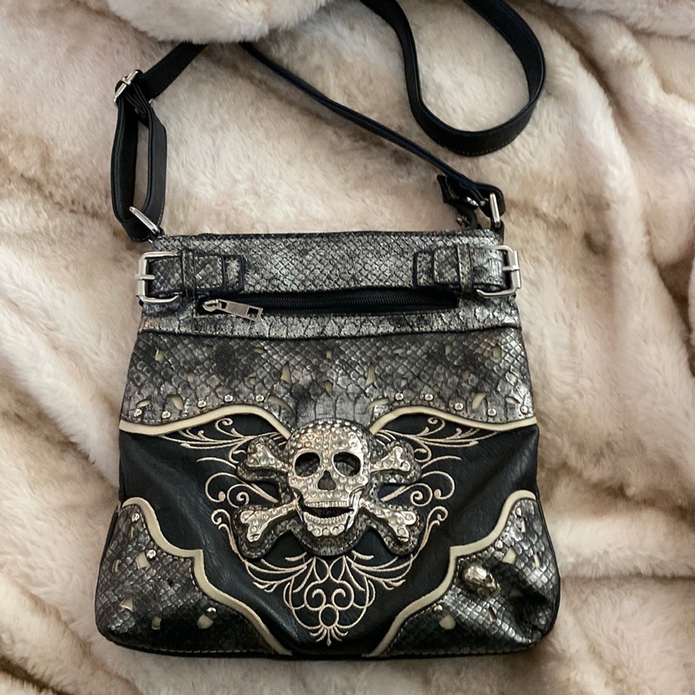 Biker inspired leather crossbody bag